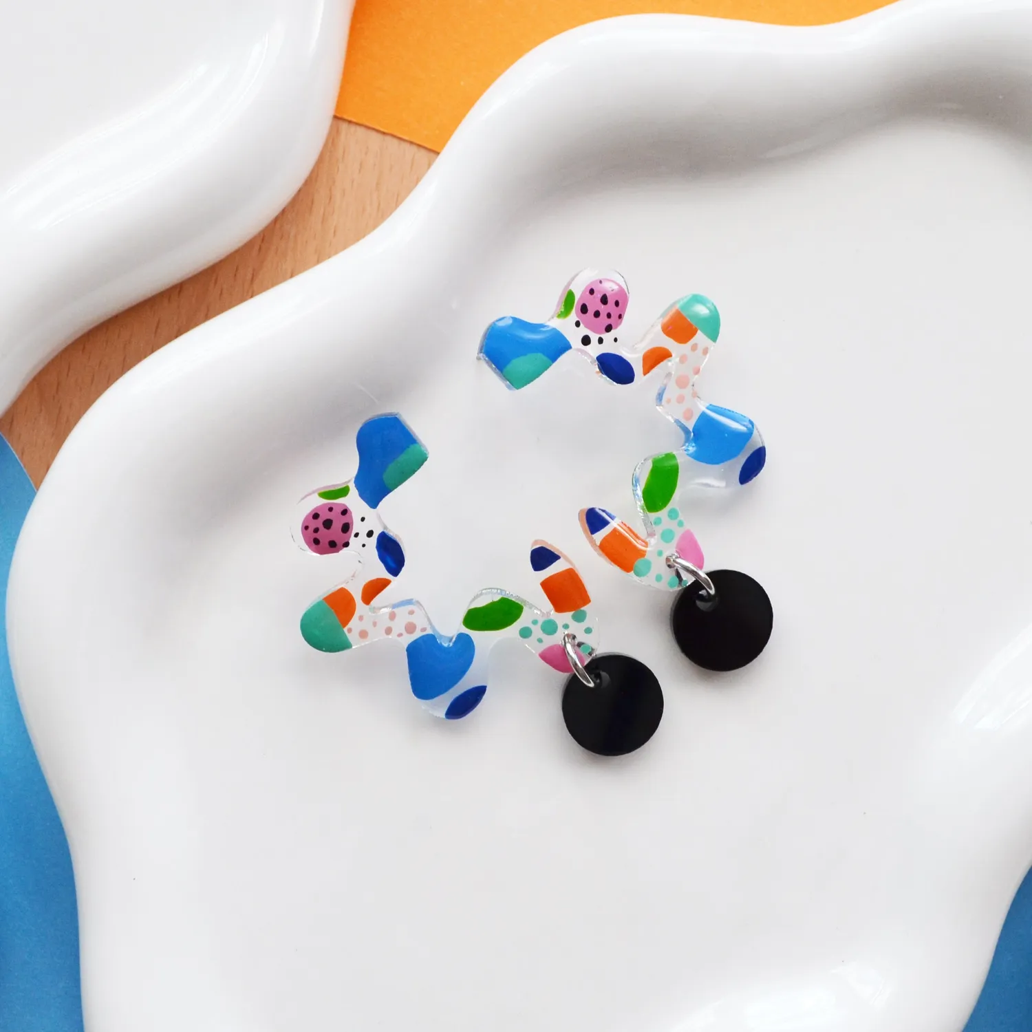 BooandBooFactory Clear Squiggle øredobber studs 38 mm