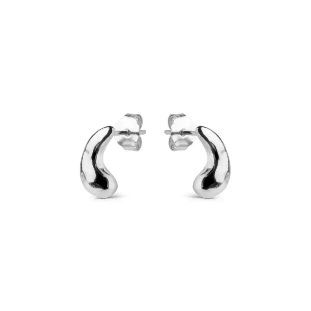 Enamel Nima studs øredobber 7x12,5 mm sølv