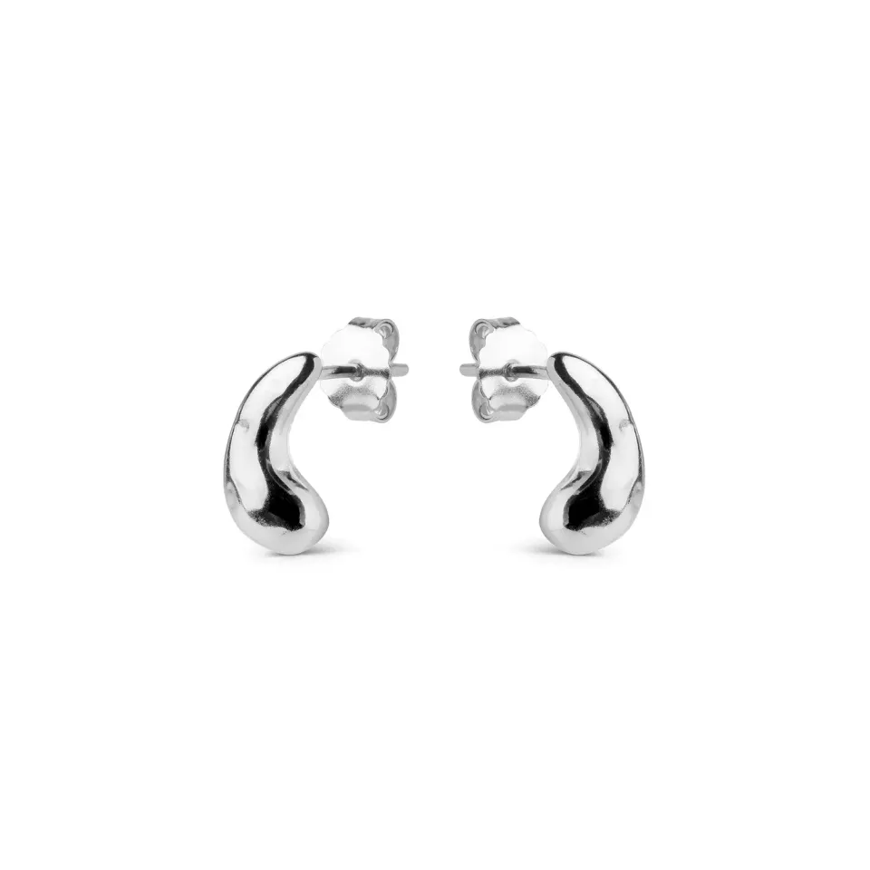 Enamel Nima studs øredobber 7x12,5 mm sølv