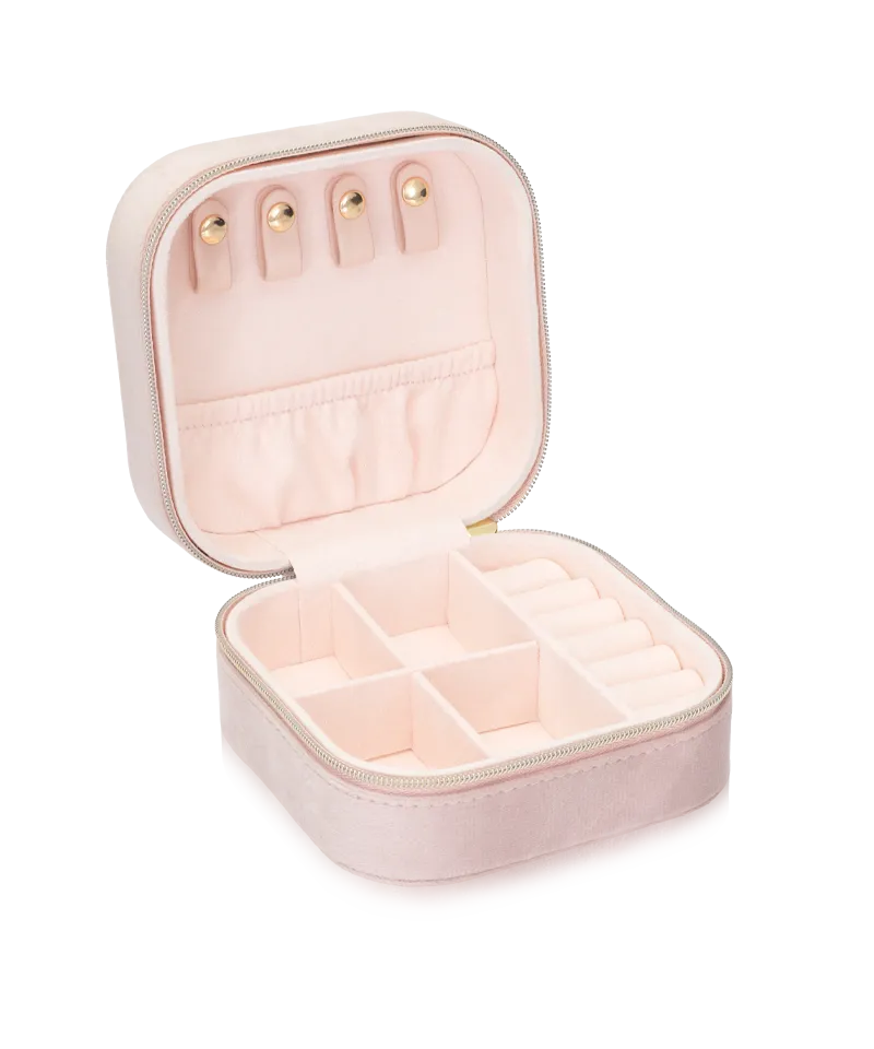 Blomdahl smykkeskrin light rose rosa velour med glidelås