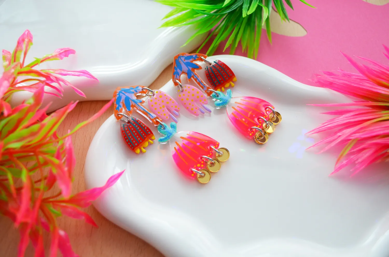 BooandBooFactory Tulip Flower studs øredobber flerfarget