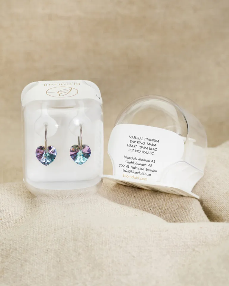 Blomdahl Pendant Heart ørering lilac titan 14 mm