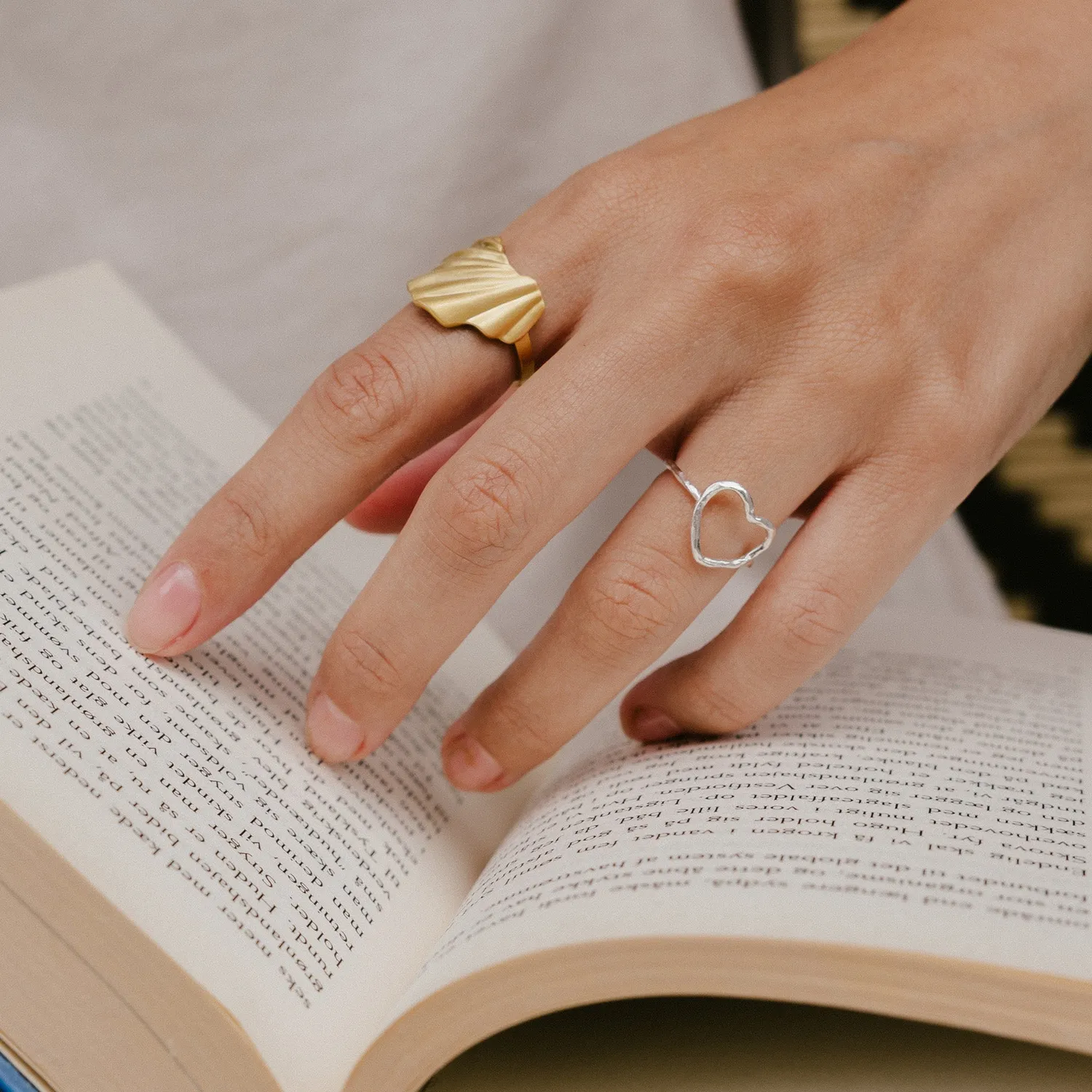 Enamel Organic Heart ring sølv hjertesign