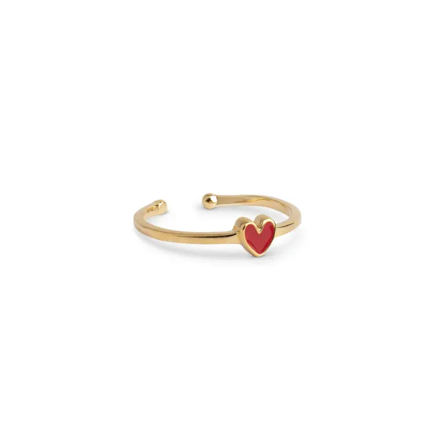 Enamel Amore ring rød justerbar gull