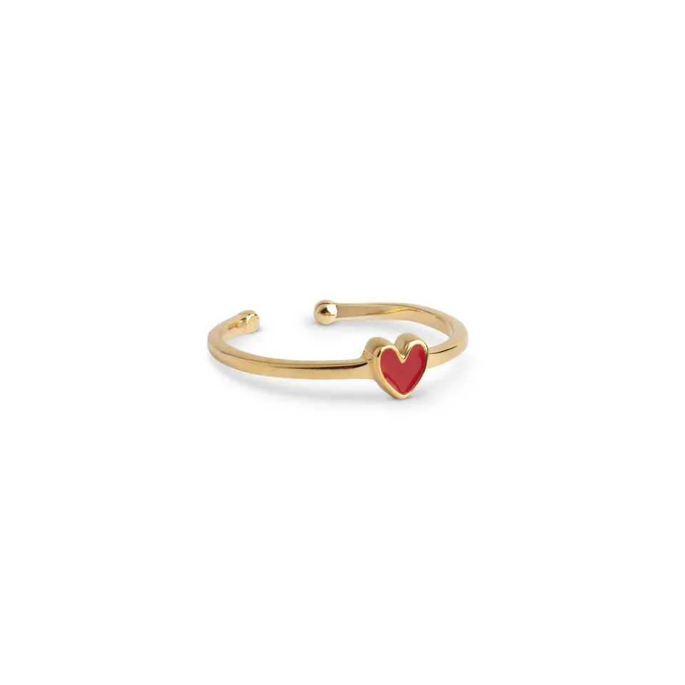 Enamel Amore ring rød justerbar gull
