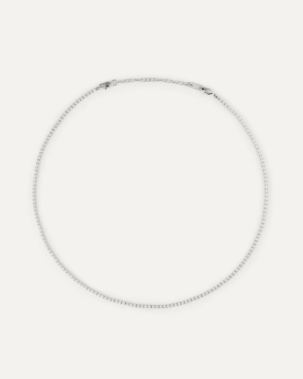 Mockberg Shiny Tennis halskjede sølv 2 mm zirkonia