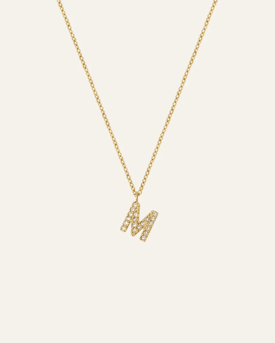 Mockberg Petite Stone Letter Necklace bokstav gull