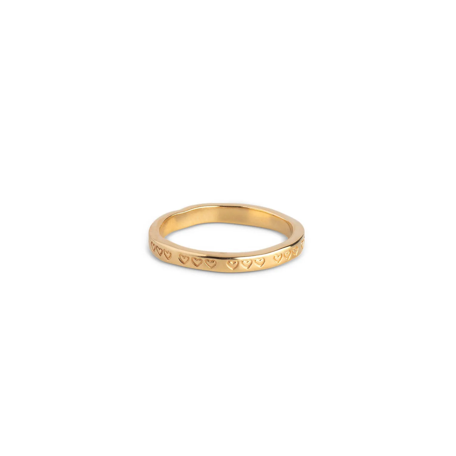 Enamel Heart ring gull 52–59 gravert hjerte