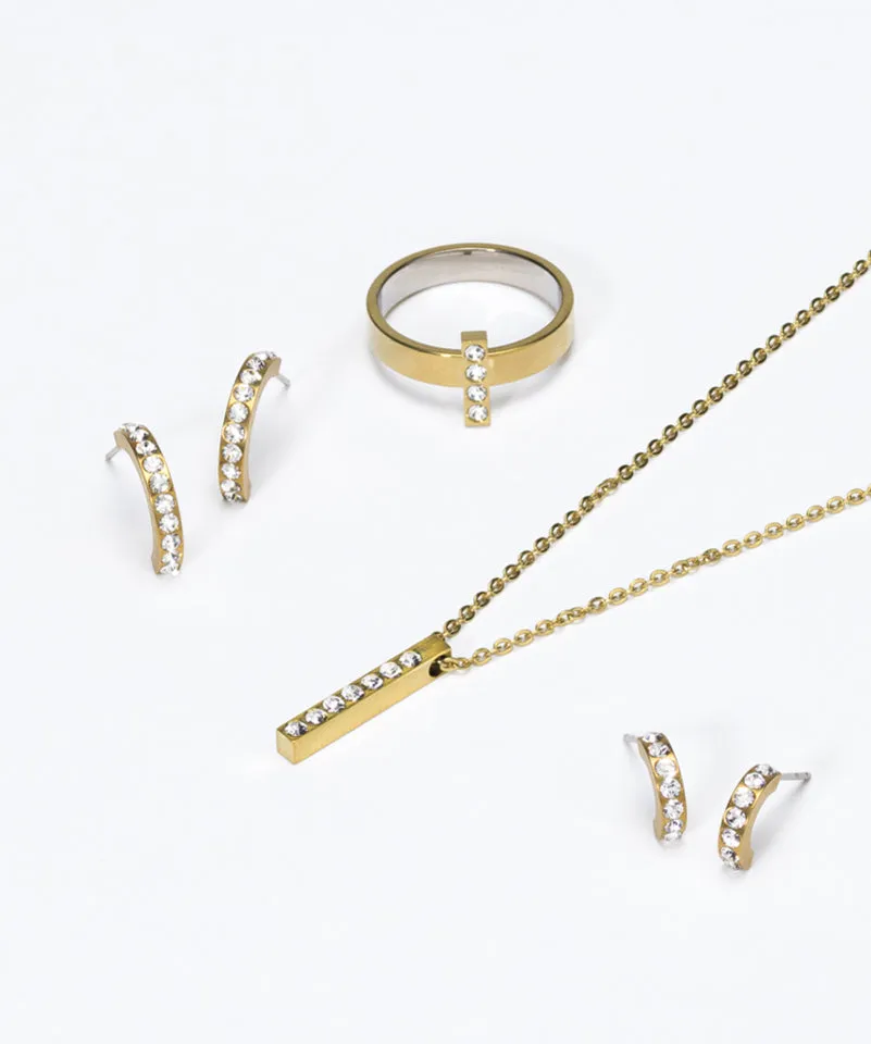 Blomdahl Brilliance Curved øredobb crystal gull