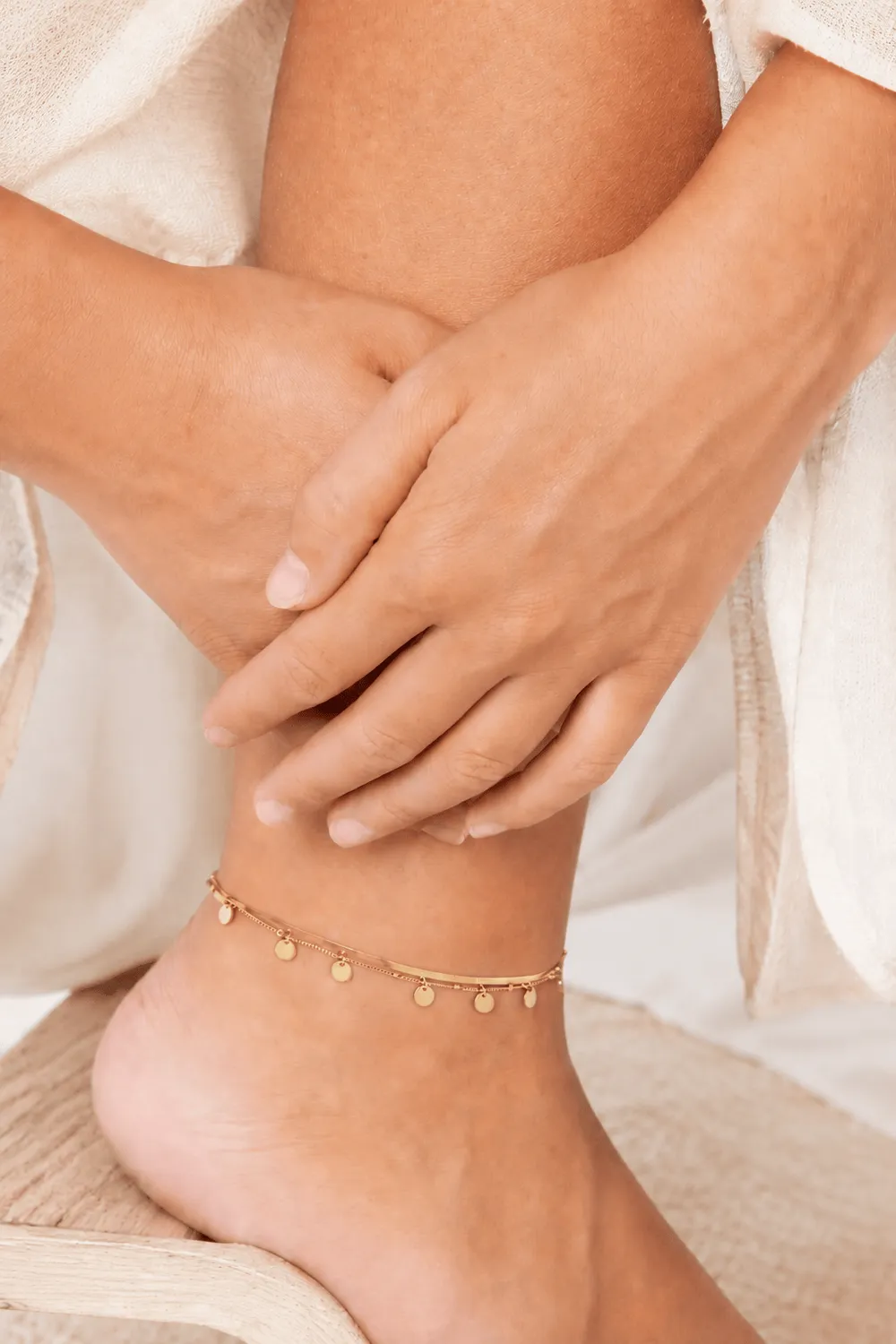 Mea Nani Soleil Double Anklet ankelkjede gullbelagt