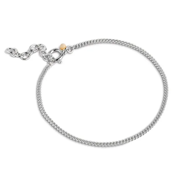 Enamel Curb Chain 1,75 mm armbånd sølv 15+3 cm