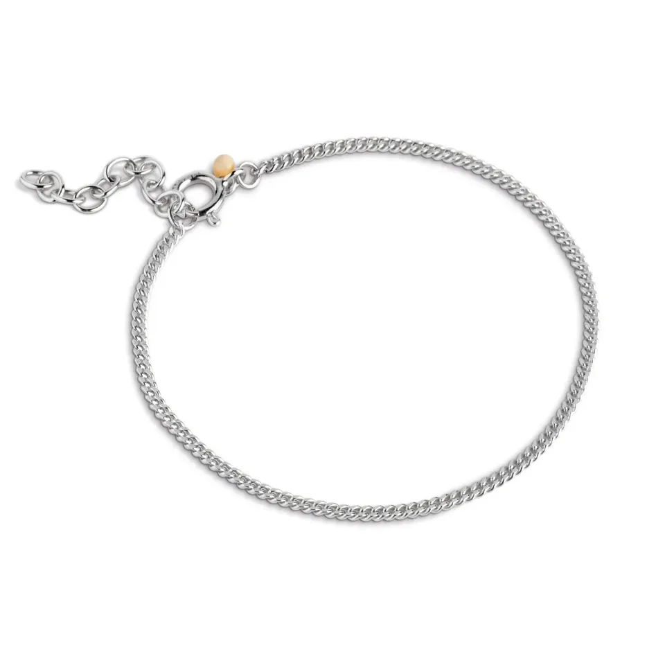 Enamel Curb Chain 1,75 mm armbånd sølv 15+3 cm
