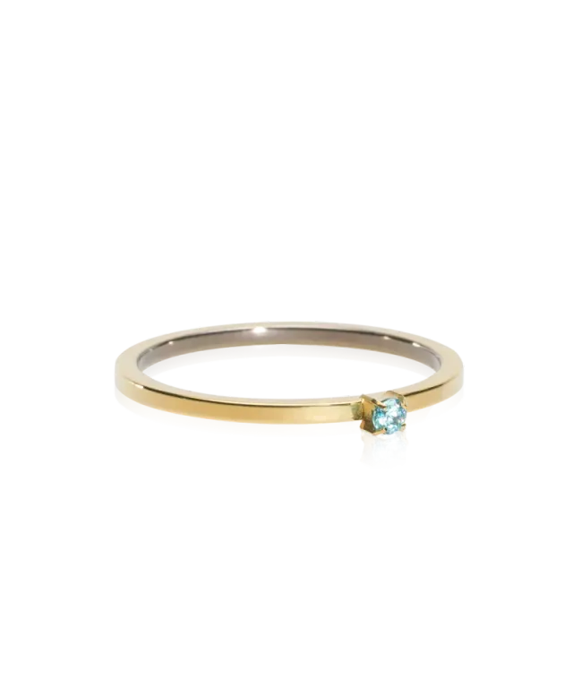 Blomdahl Tiffany Tiny ring aquamarin gull 16 mm nikkelfri