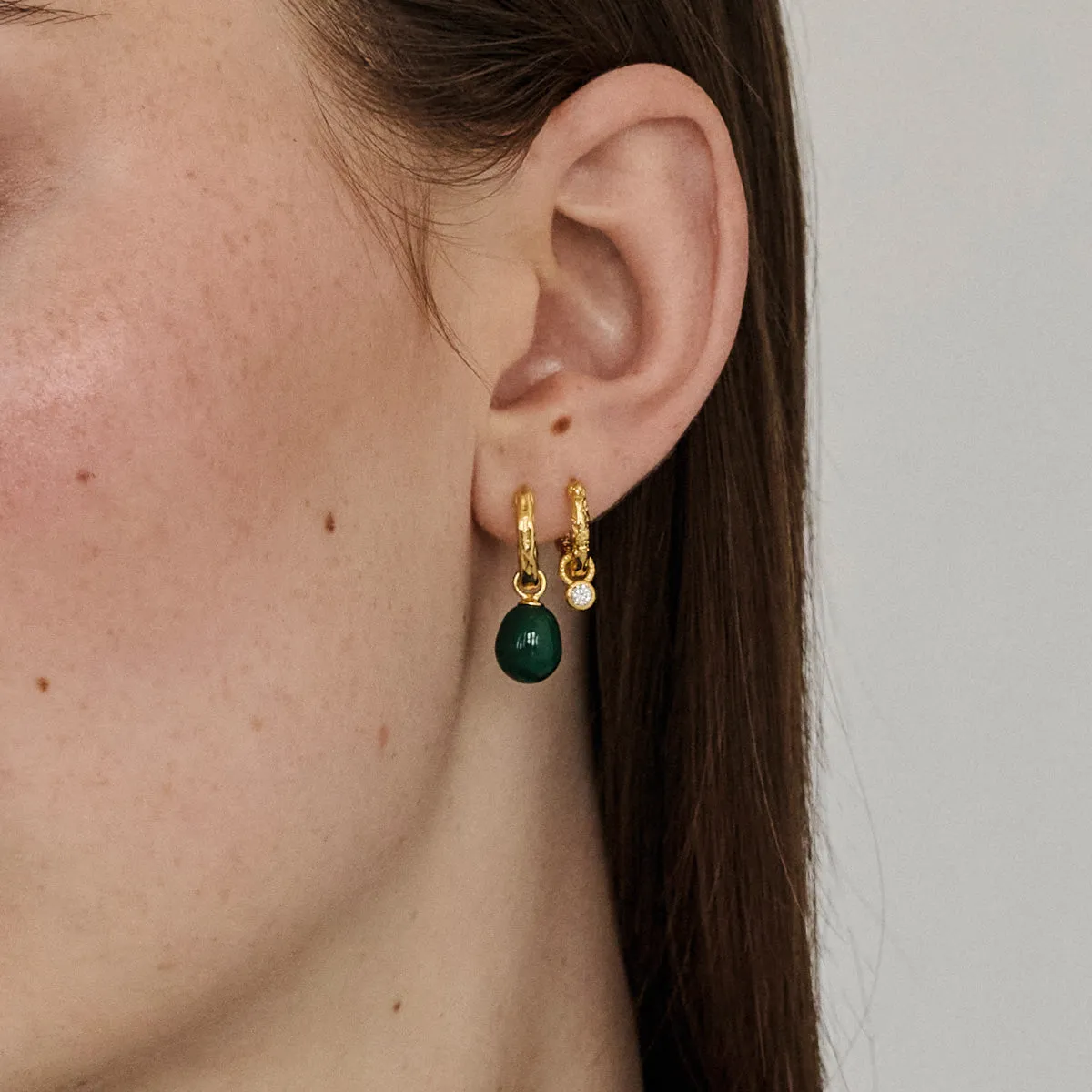 Enamel Significant hoops petrol 23x13 mm forgylt sølv
