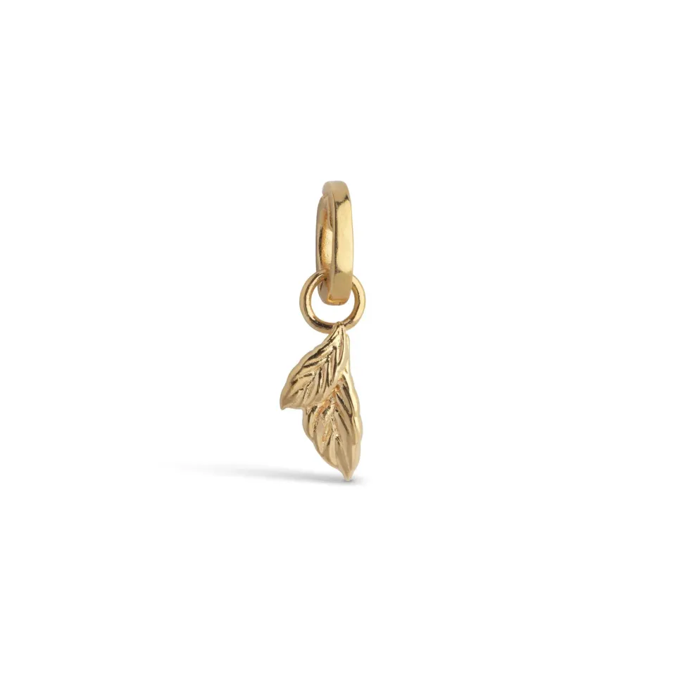 Enamel Organic Double Leaf charm 10 mm gull