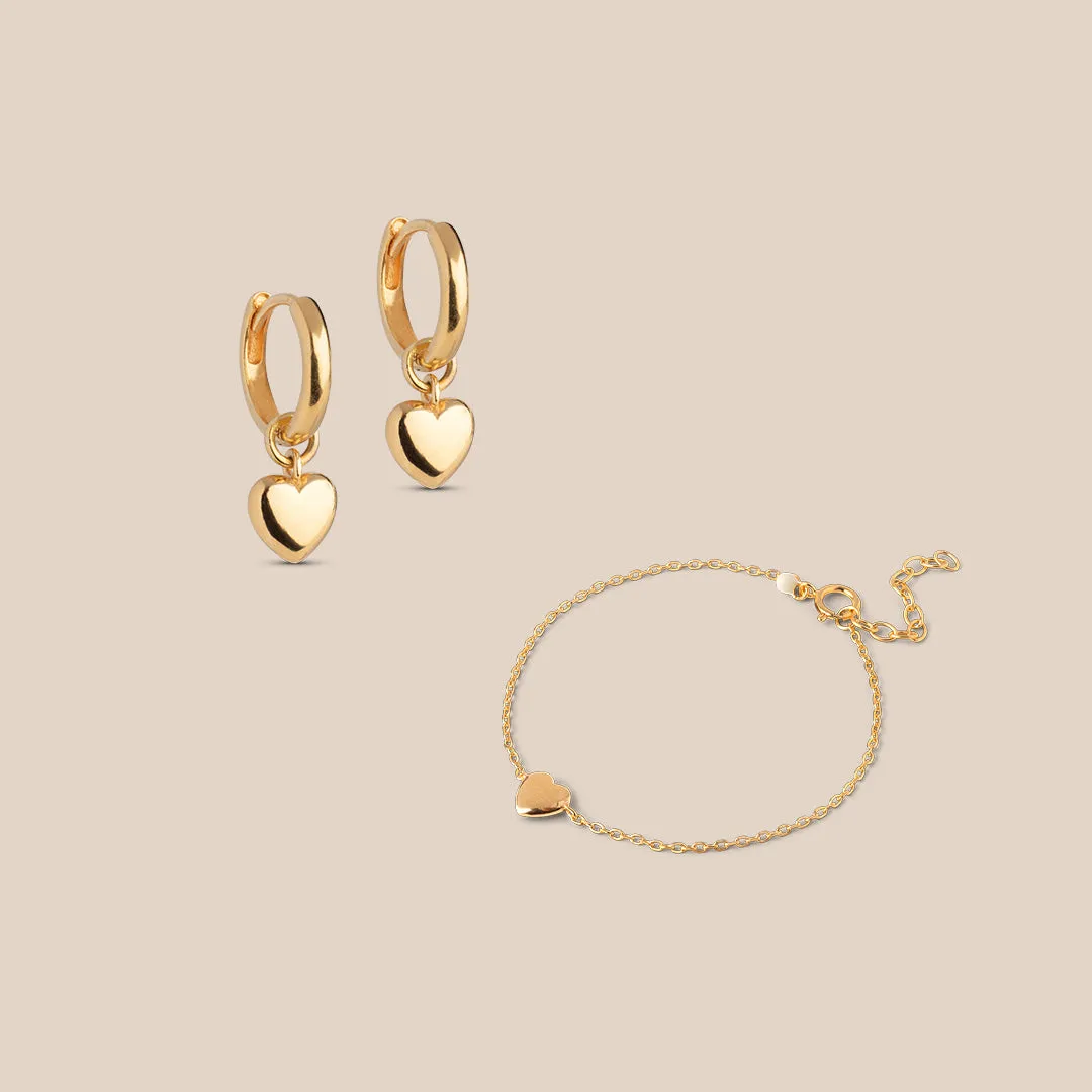 Enamel Amore Gold smykkesett hjerte forgylt gave