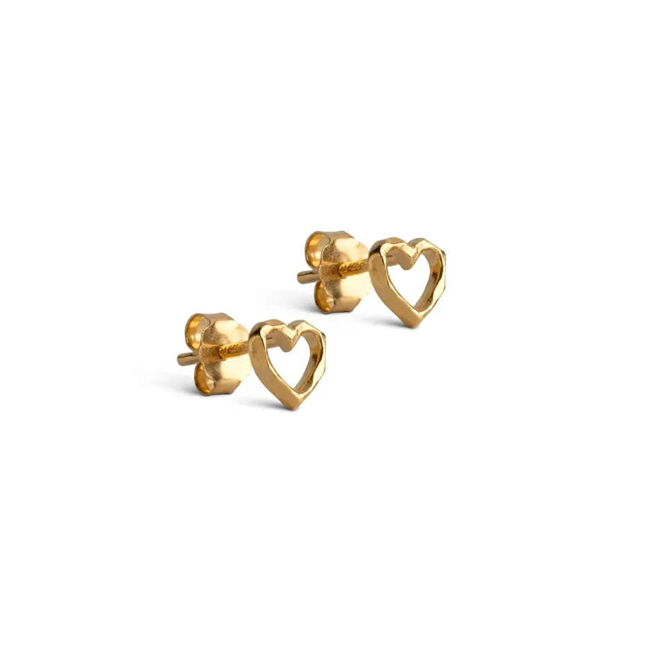 ENAMEL Copenhagen Organic Heart ørestikker gull 6,5 mm