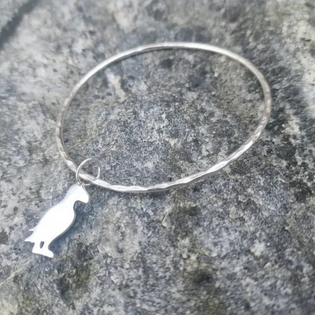 Kunstnerbonden Lundefugl bangle armbånd 20 cm 925 sølv