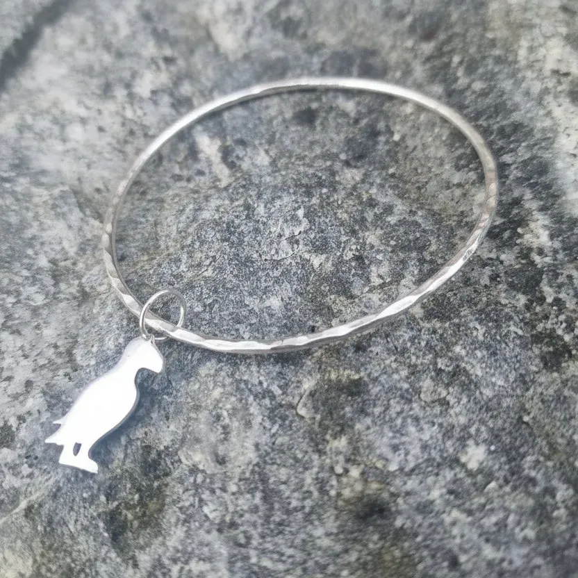 Kunstnerbonden Lundefugl bangle armbånd 20 cm 925 sølv