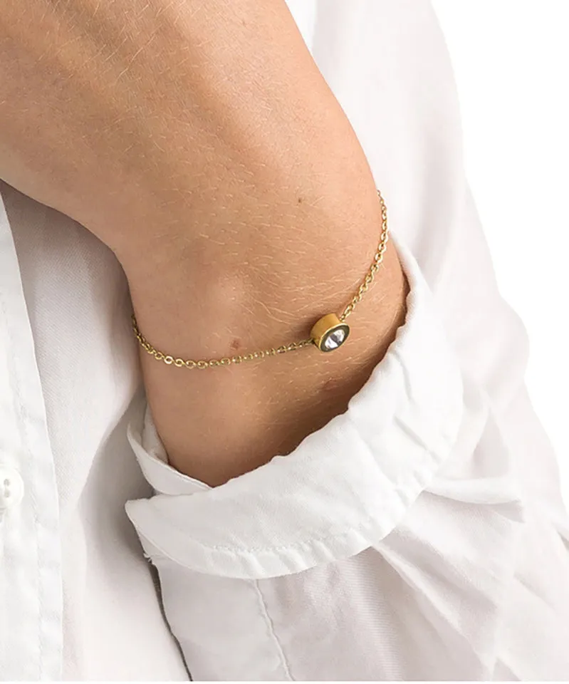 Blomdahl Grand Bezel armband gull crystal 140–190 mm