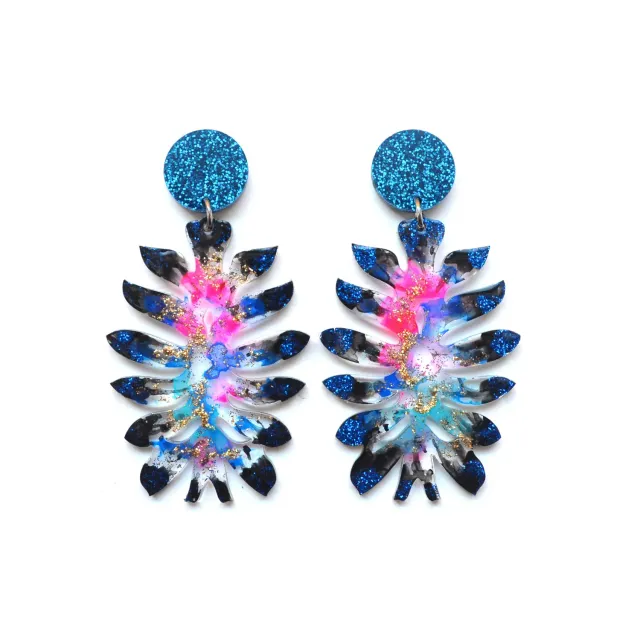 BooandBooFactory Space Flower statement øredobber glitter