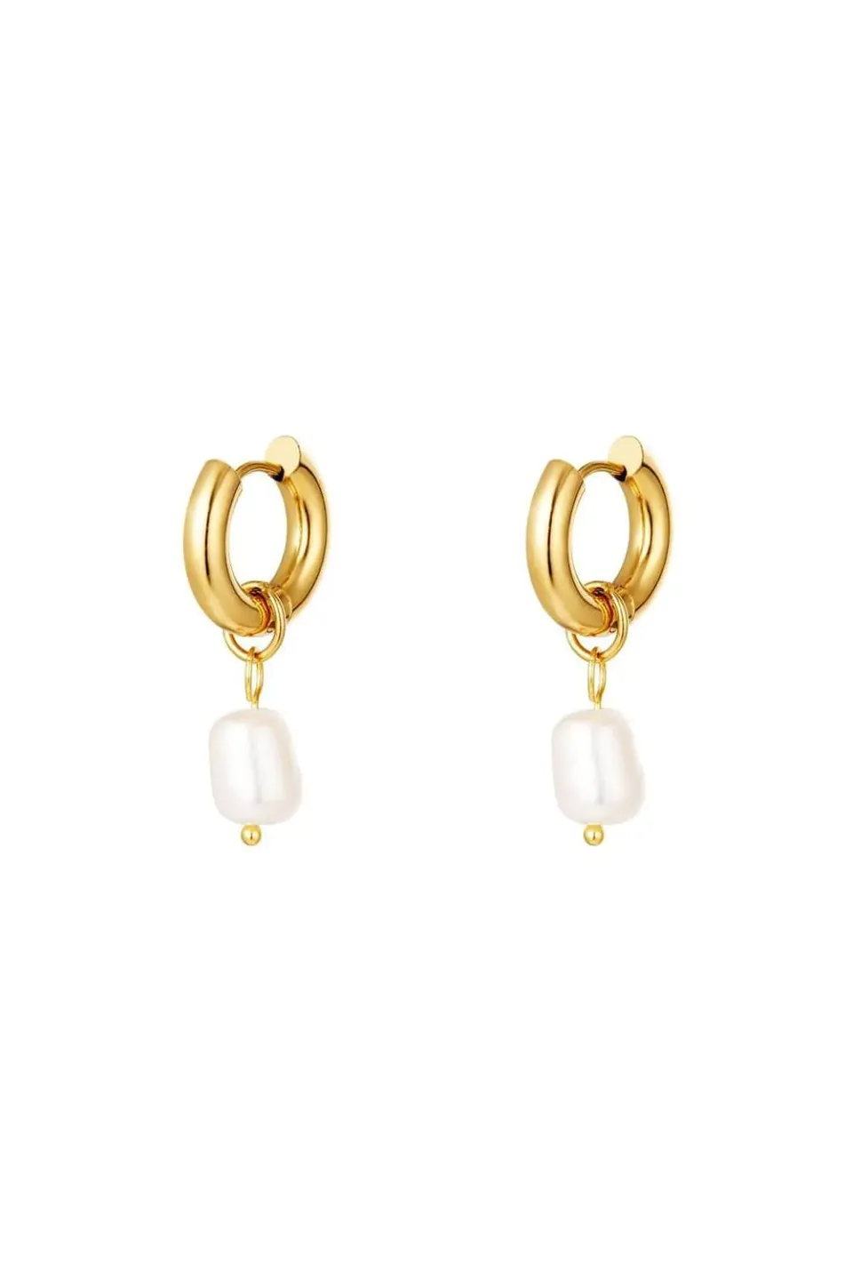 Mea Nani Dara Pearl Hoops øredobber 14K gull hvit