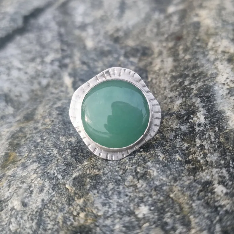 Kunstnerbonden Lykke ring sølv aventurin 12 mm