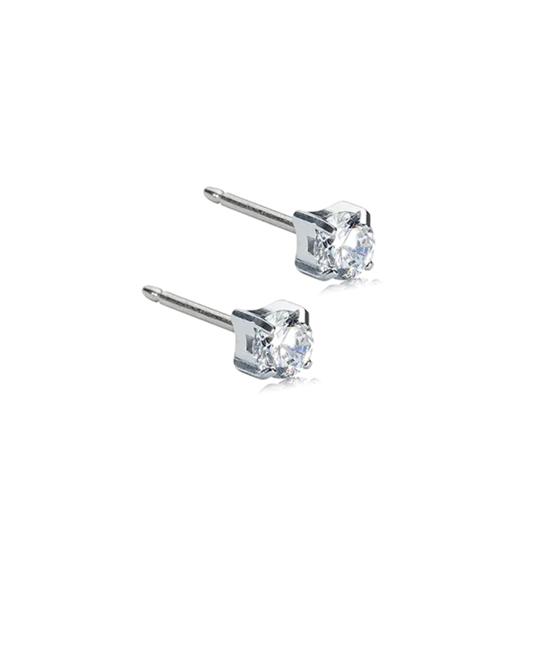 Blomdahl Tiffany øredobber 5 mm sølv CZ white titan
