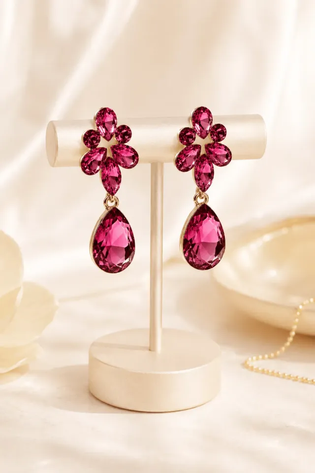 Mea Nani Amara Crystal Drops øredobber rosa krystaller