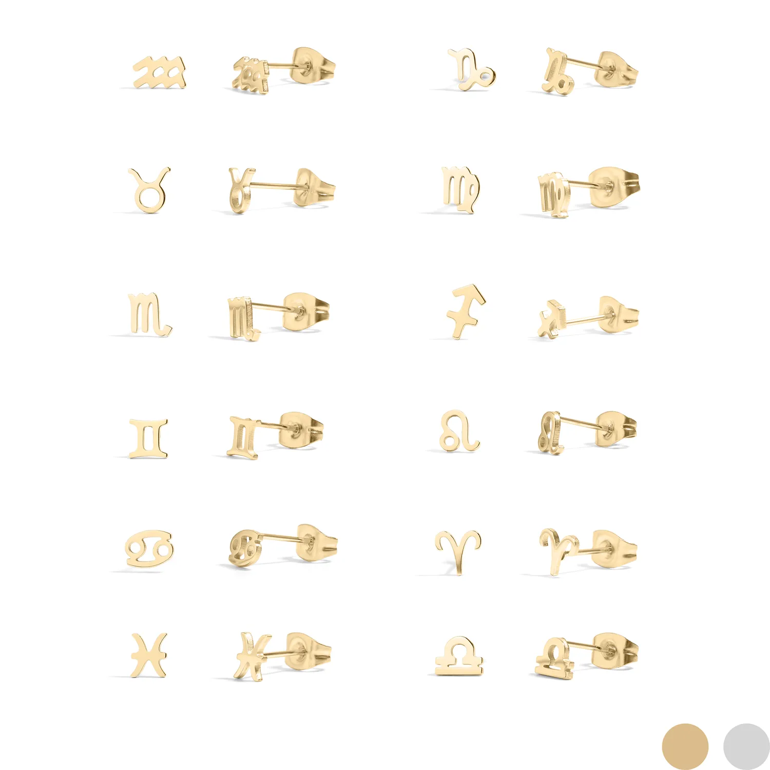 Mea Nani Zodiac Sign Studs øredobber gull