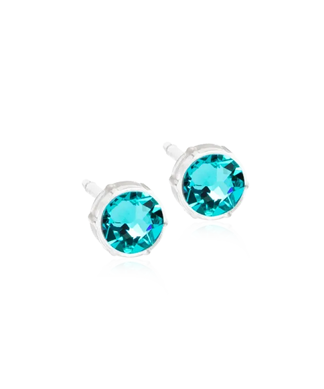 Blomdahl Bezel øredobber 6 mm turkis nikkelfri