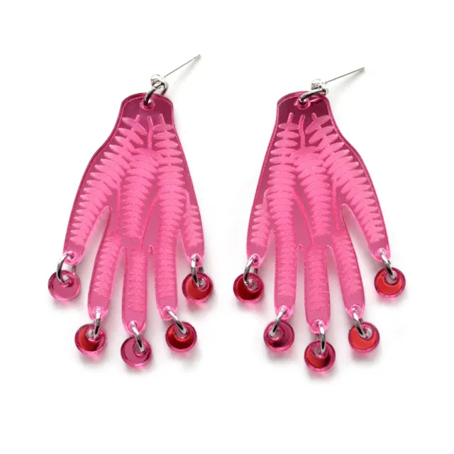 BooandBooFactory Pink Hand øredobber gull speilakryl