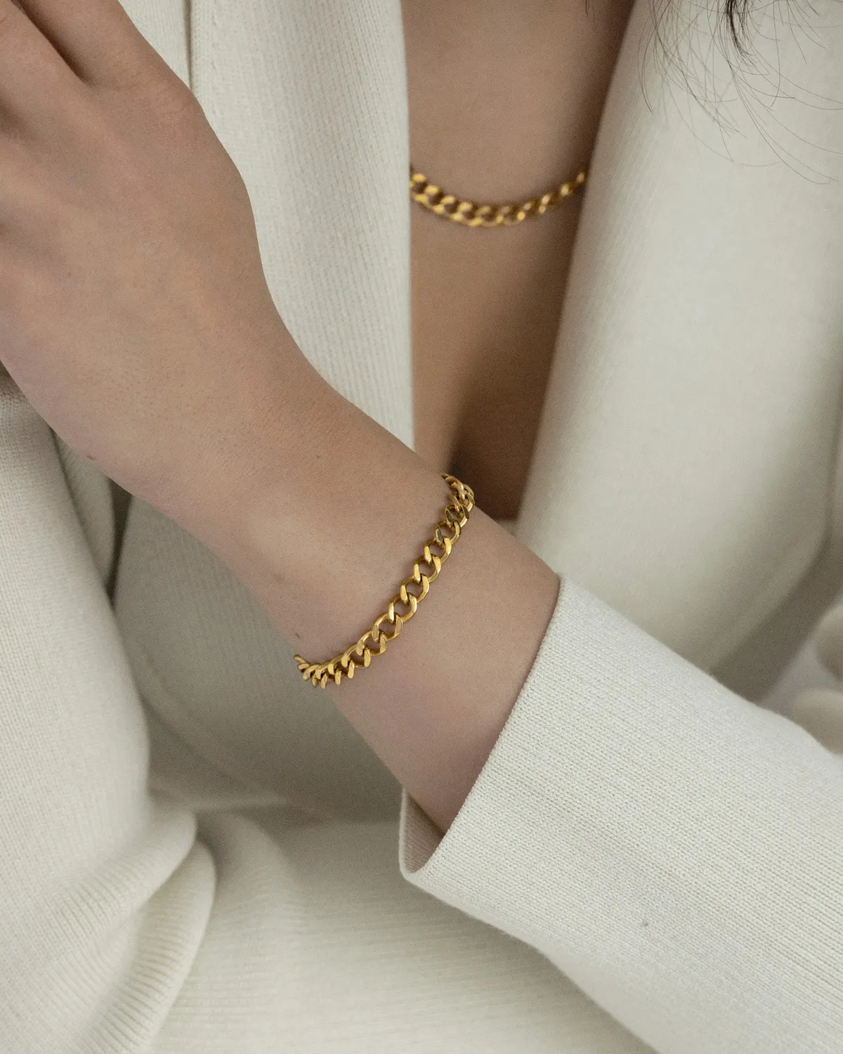 Mockberg Curb Chain Bracelet armbånd gull Small