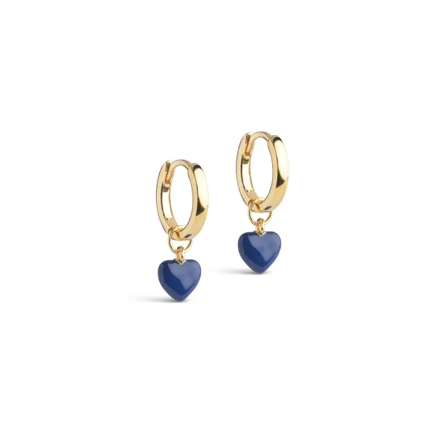 Enamel Amore hoops Indigo par 20x7 mm hjerte