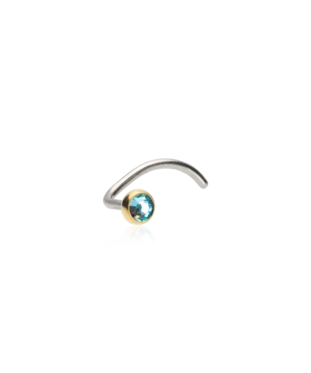 Blomdahl Bezel nesesmykke aquamarine 3 mm gullfarget titan