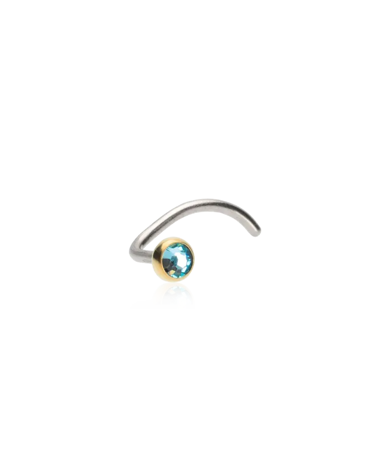 Blomdahl Bezel nesesmykke aquamarine 3 mm gullfarget titan