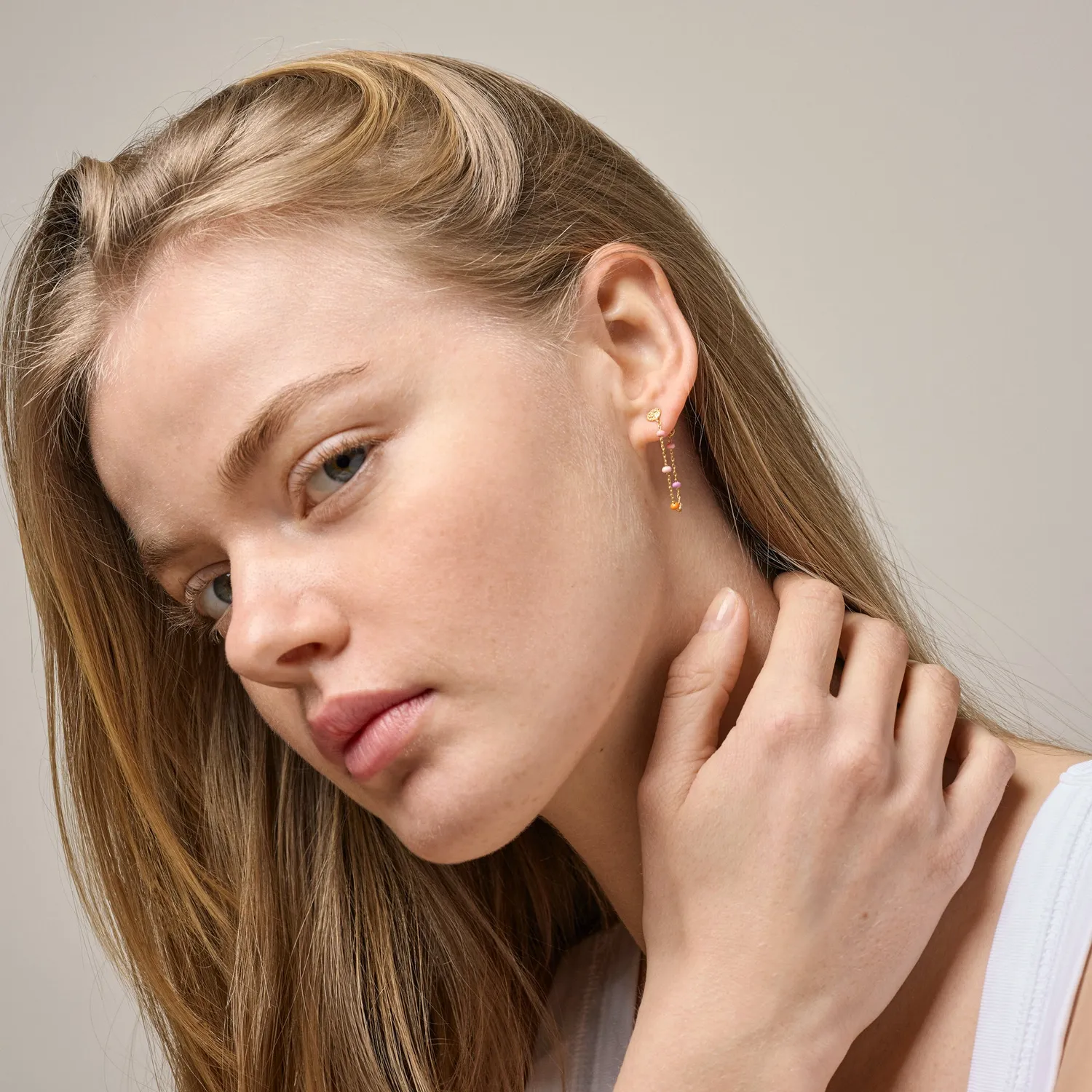 Enamel Lola Blush øredobber 30 mm gull