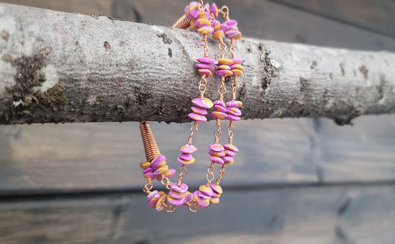 Kunstnerbonden Serenity armbånd rosa gull 3-radet