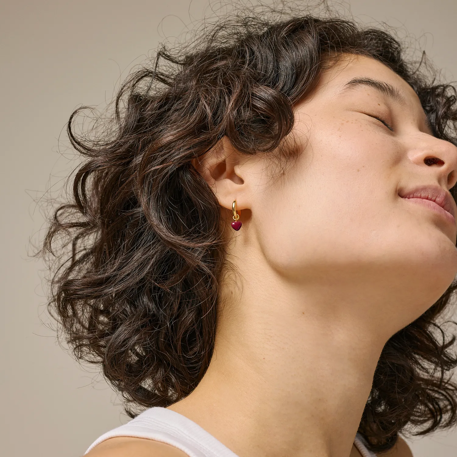 Enamel Amore hoops bordeaux gull 20x7 mm