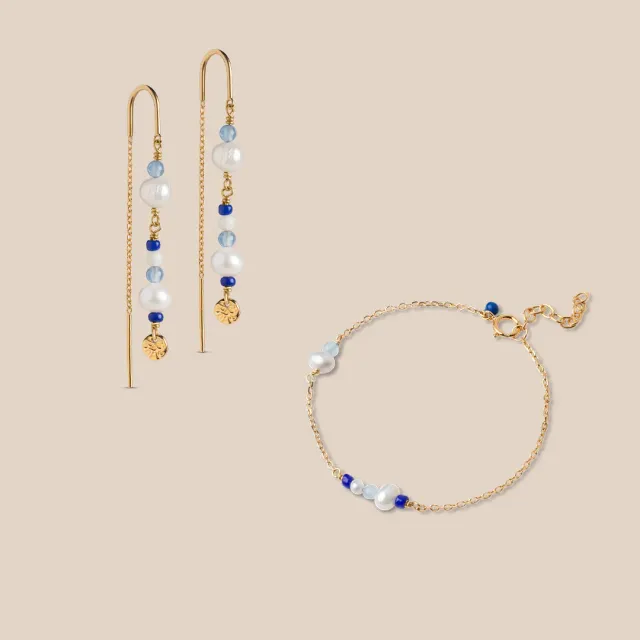 Enamel Sofia Marine gavesett øredobber + armbånd