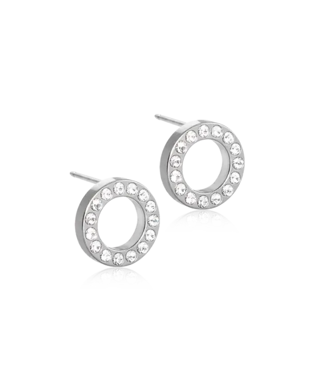 Blomdahl Brilliance Puck Hollow øredobber titan 10 mm Crystal