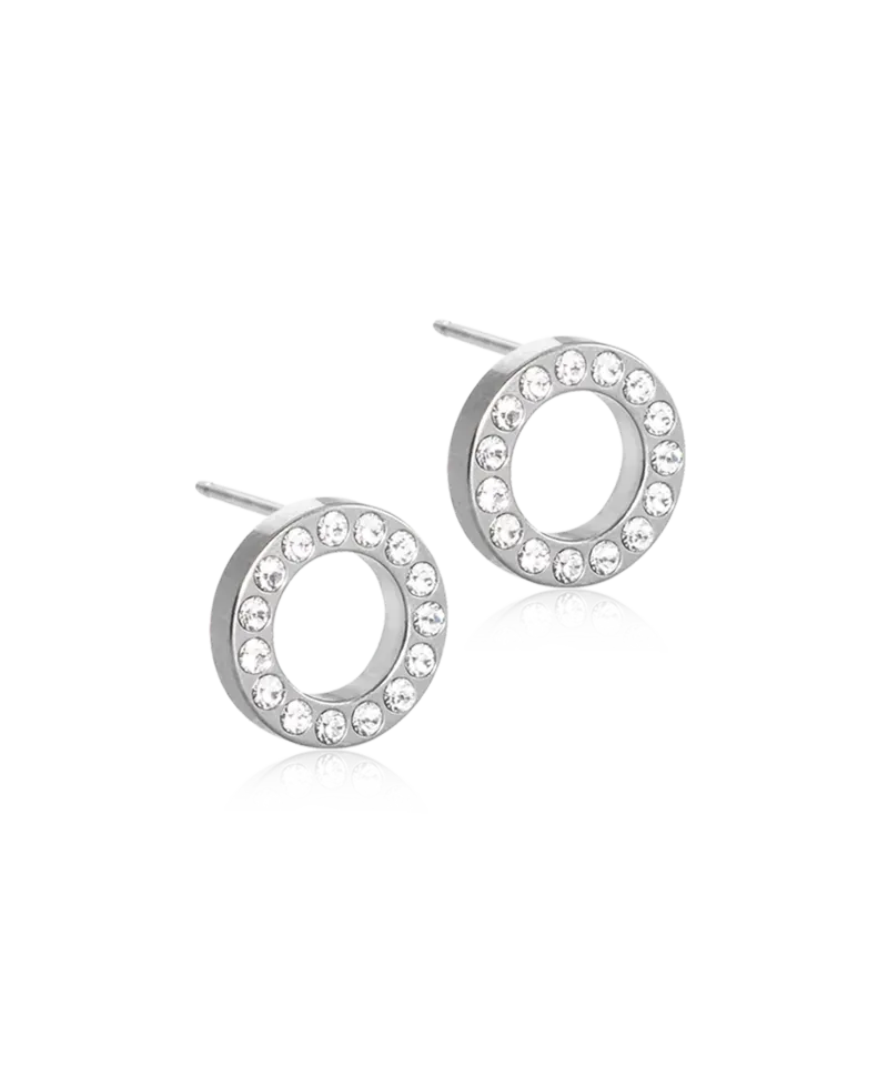 Blomdahl Brilliance Puck Hollow øredobber titan 10 mm Crystal