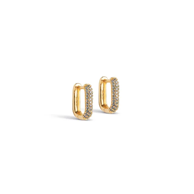 Enamel Sparkling Square hoops gull 12 mm klar