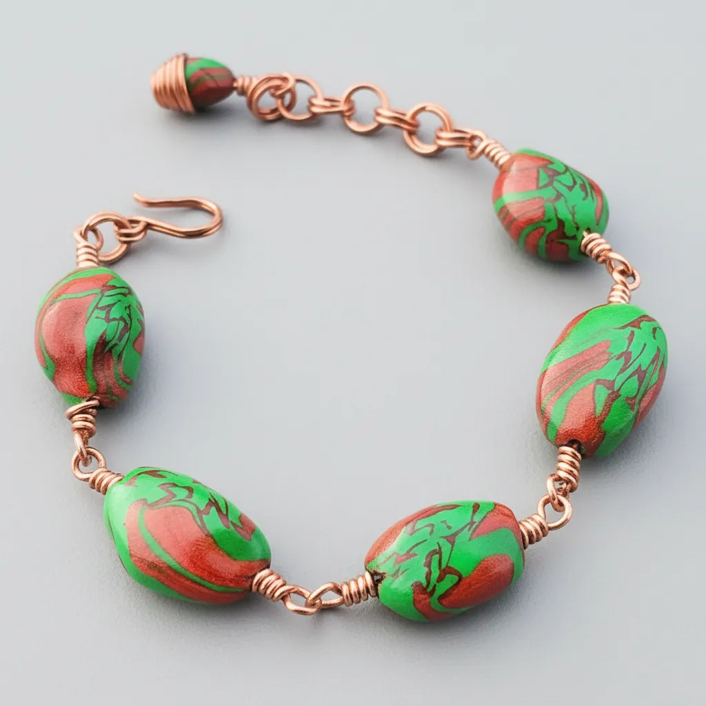 Kunstnerbonden Høstfarger armbånd polymer kobber