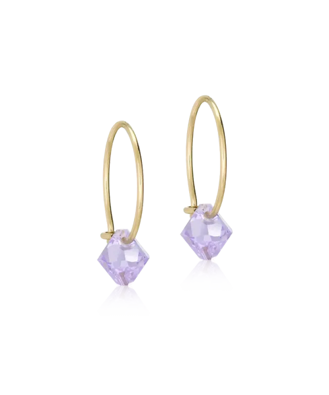 Blomdahl Ear Ring Bicone ørering 14 mm fiolett gull