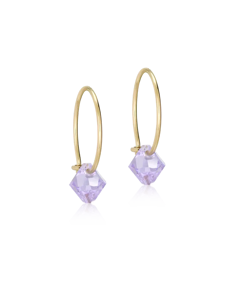 Blomdahl Ear Ring Bicone ørering 14 mm fiolett gull