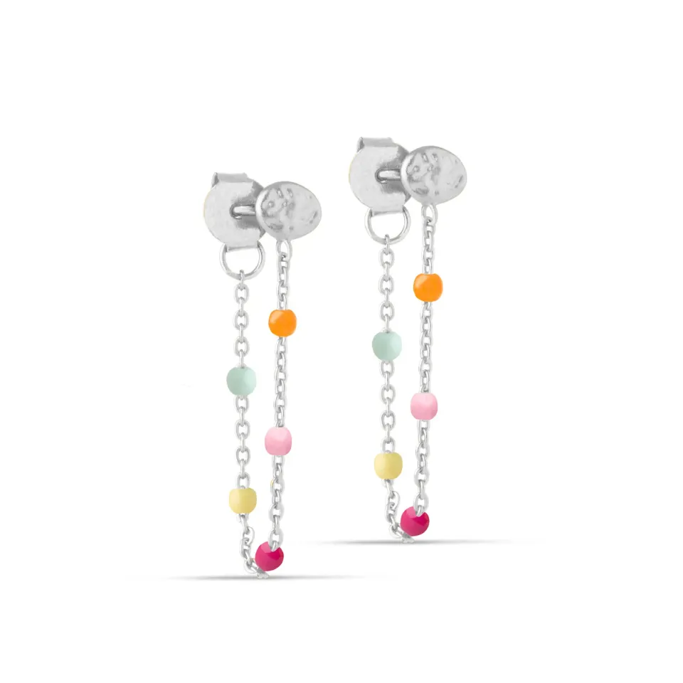 Enamel Lola øreringer Rainbow 30x5 mm par