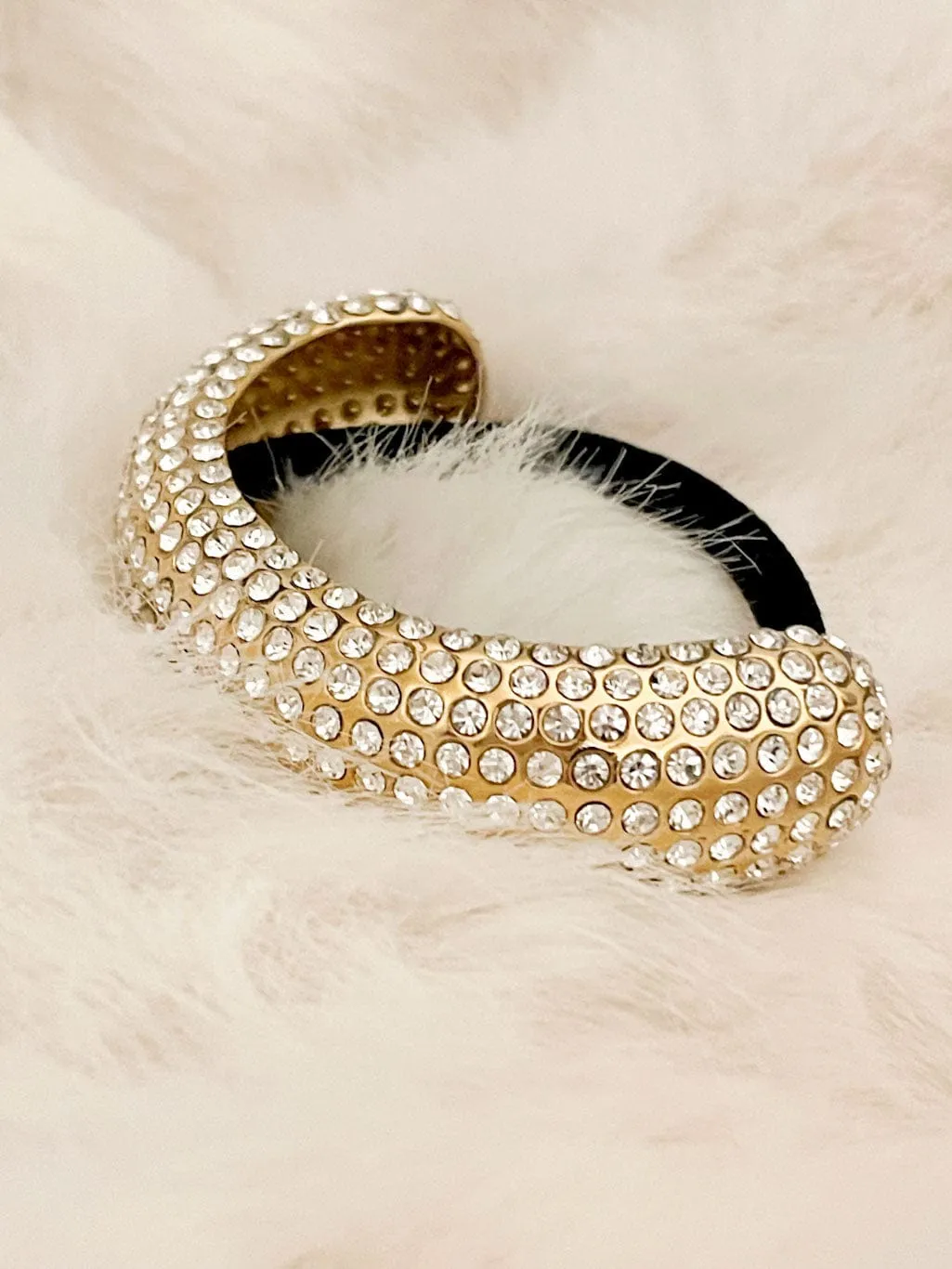 Mea Nani Lux hårstrikk 18K gull rhinestones gull