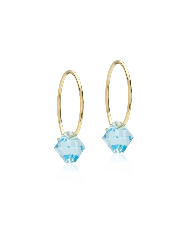 Blomdahl Ear Ring 14 mm Bicone øredobber aquamarine gull