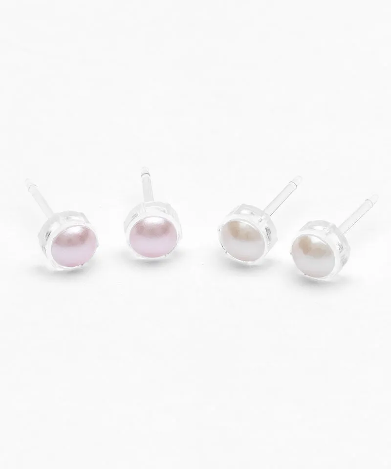 Blomdahl Bezel Pearl øredobber hvit 6 mm medisinsk plast